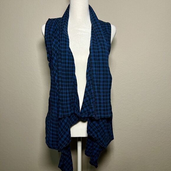 WALLFLOWER Cardigan Drape Sweater Vest Women's Buffalo Plaid Open Front Medium - Picture 1 of 11